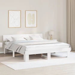 vidaXL Konstrukcija postelje Bela 180 x 200 cm Masivno borovo les