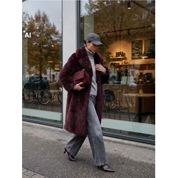 Sinsay - Krzneni kaput - maroon