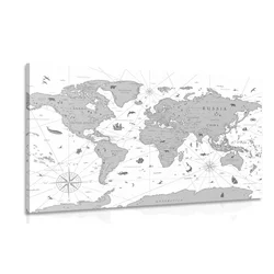 Slika črnobel zemljevid - 30x20