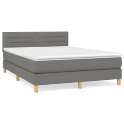 Vidaxl Box spring posteljni z vzmetnico temno siv 140x190 cm blago
