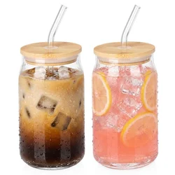 Vilde Kubki szklane z pokrywkš i słomkš 460 ml 2 szt.