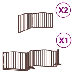 Vidaxl Ograda za pse z vrati zložljiva 8 panelov rjava 640 cm les