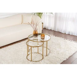 Hanah Home Set stolova za dnevnu sobu Aurum, 60x60x43cm, 42x42x39cm, 2 komada, Zlatne boje