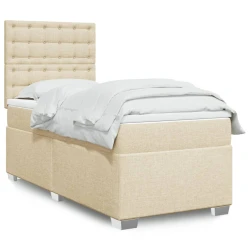 VIDAXL Box spring postelja z vzmetnico krem 100x200 cm blago
