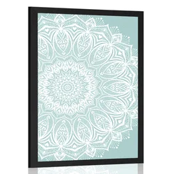 Plakat Mandala harmonije na modrem ozadju - 40x60 white