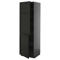 METOD Visoki element s policama/2 vrata, Crnosiva/Lerhyttan crno bajcovano, 60x60x200 cm