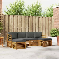 Setovi sofa 6 pcs Prirodna i antracit Čvrsto drvo akacije