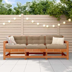 Sekcionalna sofa 3 Komad Vosak Smeđa Masivna borovina