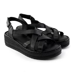 LP Fashion Ženske kožne sandale, Crne