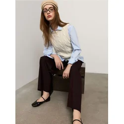 Sinsay - Wide leg pantalone na pruge sa dodatkom viskoze - tamno ljubičasta