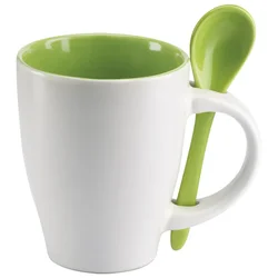 ŠALICA 250ML SA ŽLIČICOM MIDOCEANBRANDS MO734409 BIJELA/ZELENA