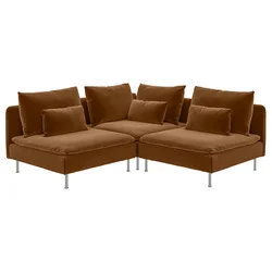 SÖDERHAMN Ugaona sofa, trosed, Alhamn tamna žutosmeđa