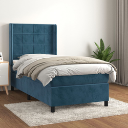 shumee Box spring postelja z vzmetnico temno moder 90x190 cm žamet