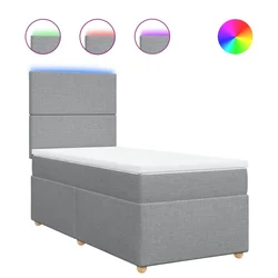 Vidaxl Box spring postelja z vzmetnico svetlo siv 100x200 cm blago