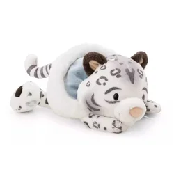 Nici: Eleni Snowbell pliš snežni leopard, z kapo, ležeč - 45 cm