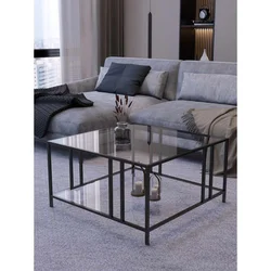 Hanah Home Bakü klub sto 75 × 45 × 75 cm, crna / providno staklo