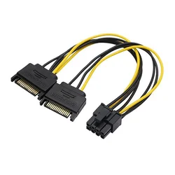 LINKOM Adapter za napajanje VGA 8 pina 2 x Sata crni