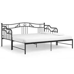 Vidaxl Izvlečni posteljni okvir črn iz kovine 90x200 cm