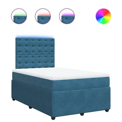 Vidaxl Box spring postelja z vzmetnico modra 120x190 cm žamet