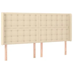 Vidaxl Vzglavje z ušesi krem 183x16x118/128 cm blago