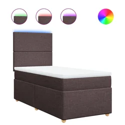 Vidaxl Box spring postelja z vzmetnico temno rjava 90x200 cm blago