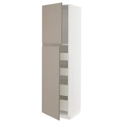 METOD / MAXIMERA Vis.el. s 2 vrata/4 fioke, bela/Upplöv tamnobež, mat, 60x60x220 cm