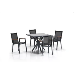 Lessentiel Maison Baštenski set sto i 4 stolice Samara 2 Sivo-Crni