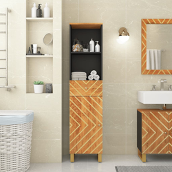 vidaXL Kopalniška omarica rjava in črna 38x33,5x160 cm trden mango