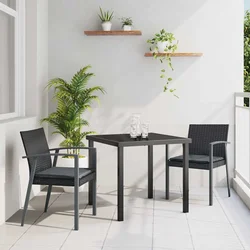 Vrtni set za objed 3 pcs Crna i Siva PE ratan
