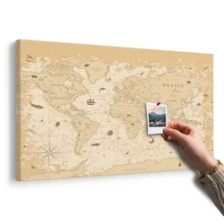 Slika na pluti zemljevid v bež izvedbi - 120x80 smiley