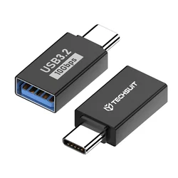 OTG adapter Techsuit AluCoreX (A14) USB-A v USB-C 10Gbps, aluminij - črn