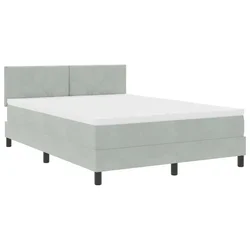 Vidaxl LED Box Spring Postelja Svetlo siva 140 x 200 cm Žamet