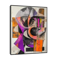Canvas Slika na platnu Kompozicija sa narandzastim akcentom, 100x125cm, Sa ramom, Crni