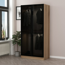 Hanah home Ormar Kale Glass Dark Grey1 90x210x52cm Tamnosivi