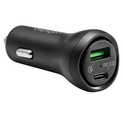 Spigen F31 avto polnilec USB/USB-C 27W PD QC, črna