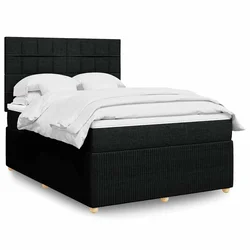 vidaXL Box spring postelja z vzmetnico črna 160x200 cm blago