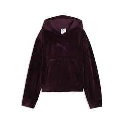 PUMA Essentials Elevated Velour Relaxed Short Length Hoodie Youth, Age, Ruby Noir, 9-10Y