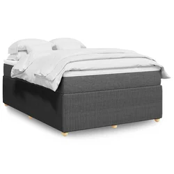 VIDAXL Box spring posteljni z vzmetnico temno siv 140x190 cm blago