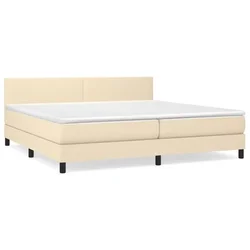 Vidaxl Box spring postelja z vzmetnico krem 200x200 cm blago