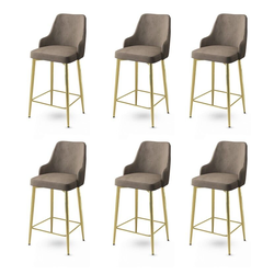 Hanah Home Set barskih stolica Enox, 6 komada, Bež-zlatni