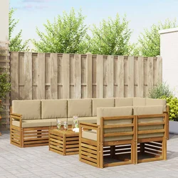 Setovi sofa s jastukom 9 pcs Prirodna i bež Čvrsto drvo akacije