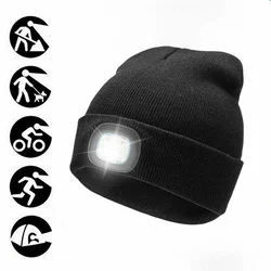 Unisex Črna kapa s 4 LED diodami