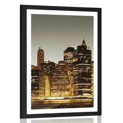 Plakat s paspartujem nočni New York - 30x45 silver