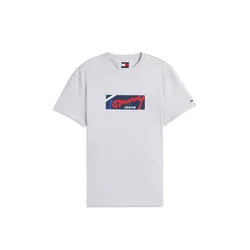 Tommy Jeans Majica modra / svetlo siva / rdeča