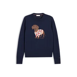 TOMMY HILFIGER Pulover mornarska/brokat/rdeča/bela
