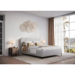 MID.YOU OBLAZINJENA POSTELJA 160 cm x 200 cm , les, tekstil, leseni material svetlo siva
