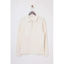 Trendyol Muška majica Tmnss26Po00002, Krem