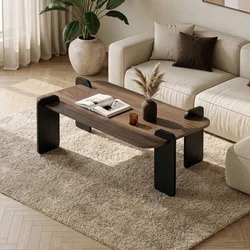 HANAH HOME Sto za dnevnu sobu Renard Venezia Walnut Wood Black