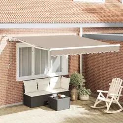 Skrovita tenda S LED lampica Bež 300 x 250 cm Poliester i metal