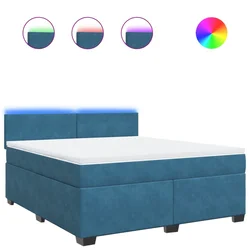 Vidaxl Box spring postelja z vzmetnico modra 180x200 cm žamet